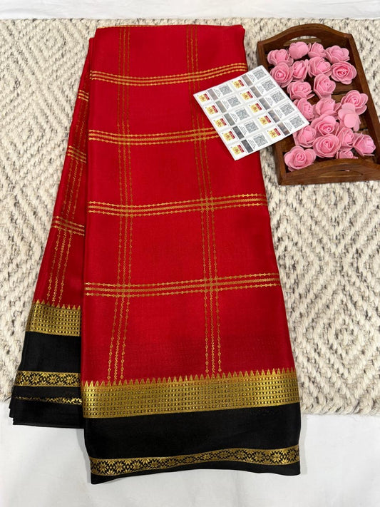 Mysore silk sarees checks pattern