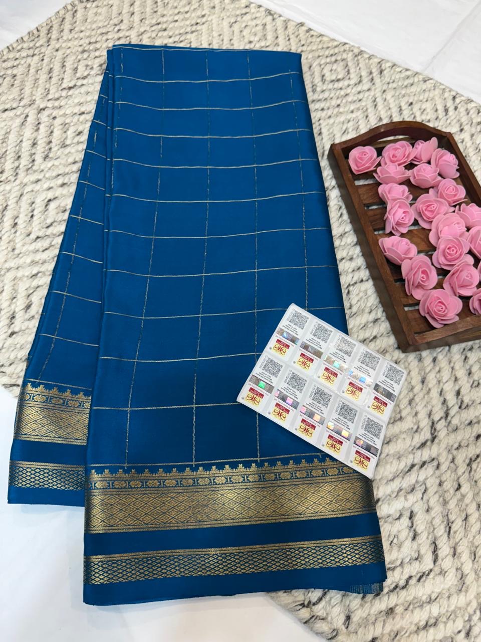 Mysore silk sarees checks pattern