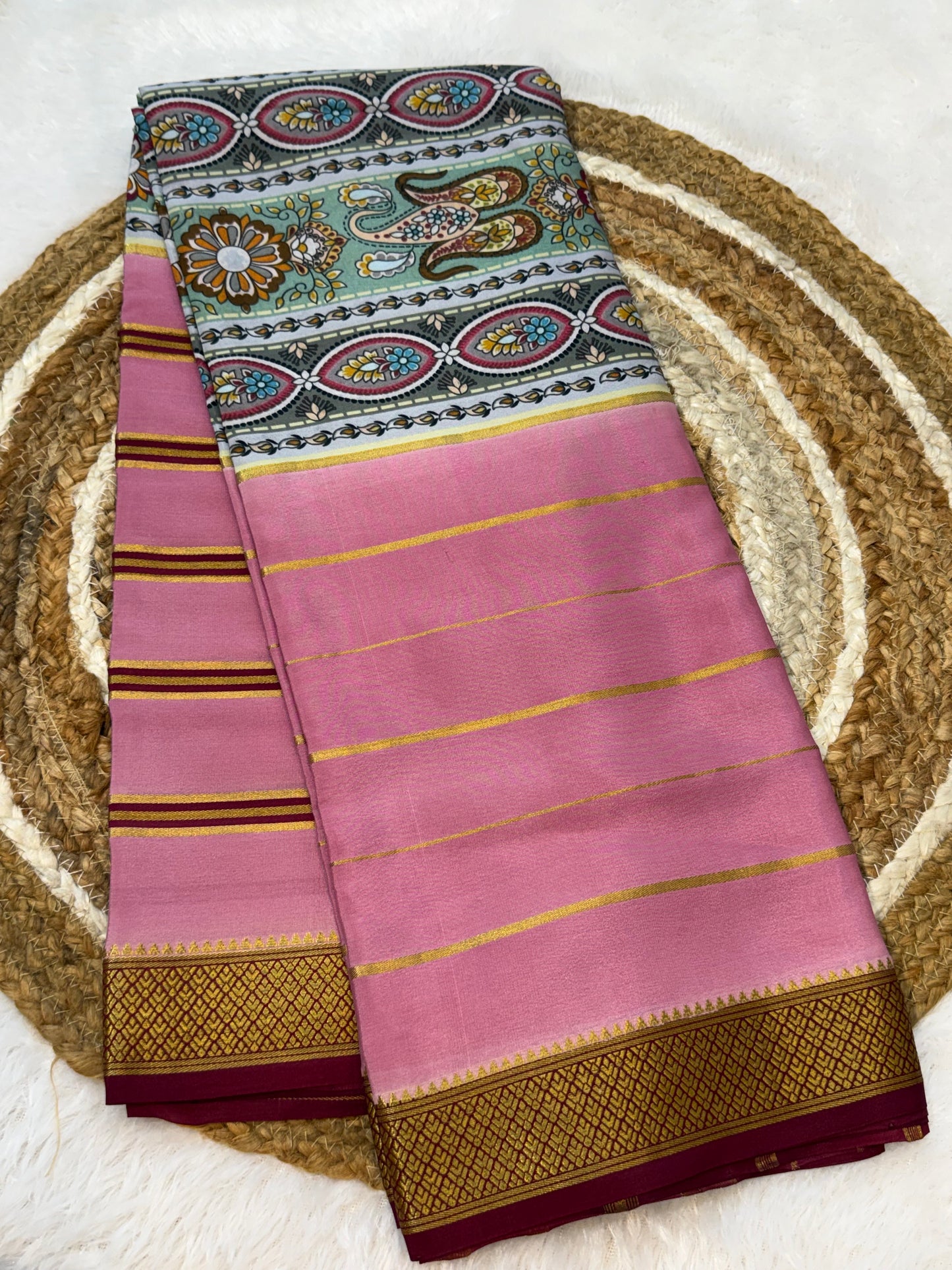 Printed Mysore silk saree