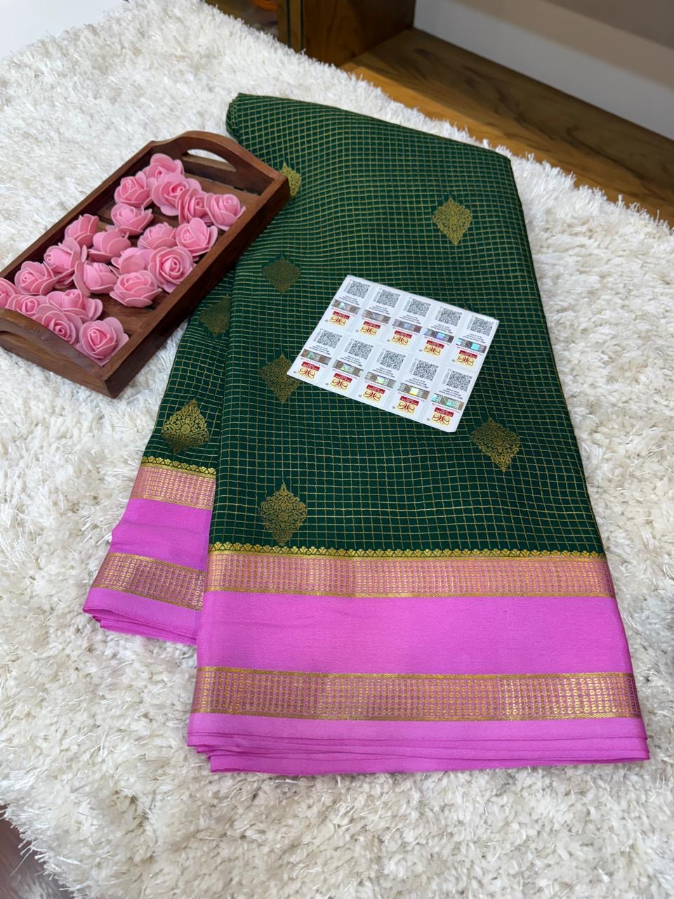 Mysore silk sarees checks pattern