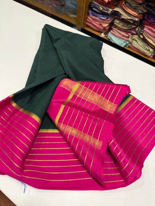 Mysore silk sarees contrast pattern