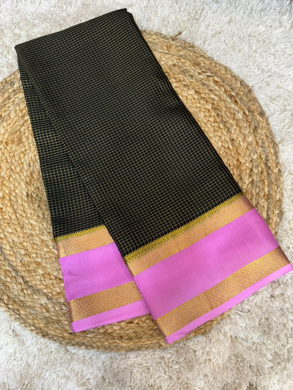Mysore silk sarees checks pattern