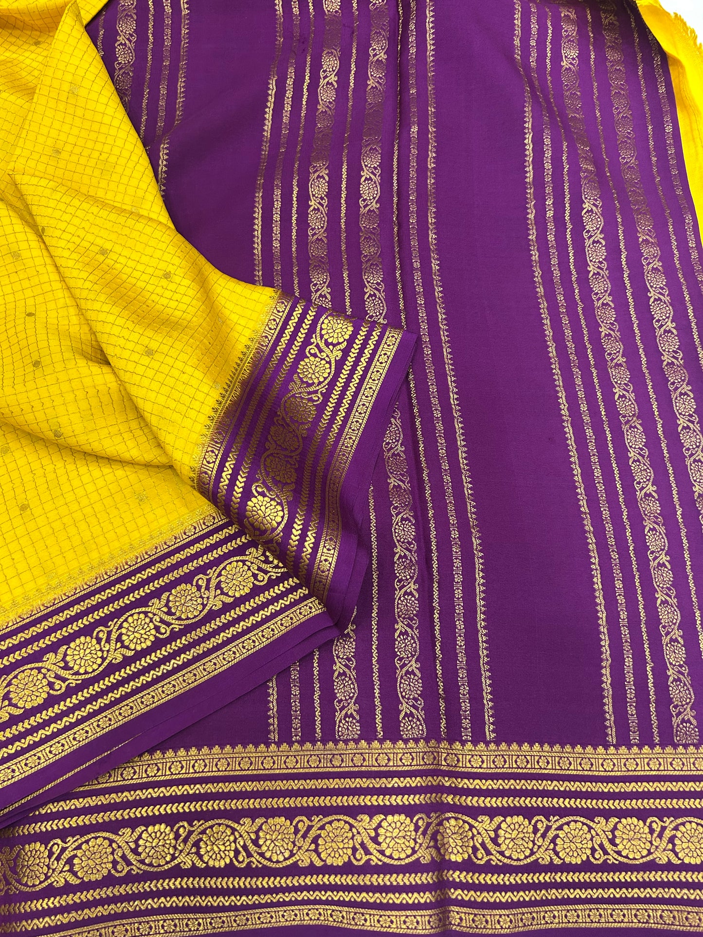 Mysore silk contrast checks