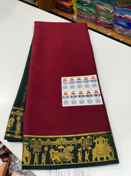 Mysore silk sarees golden lace pattern