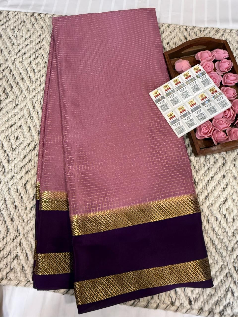 Mysore silk sarees checks pattern