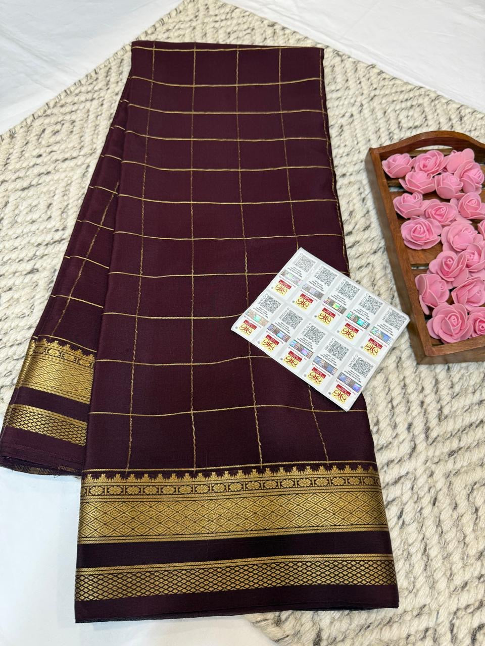 Mysore silk sarees checks pattern