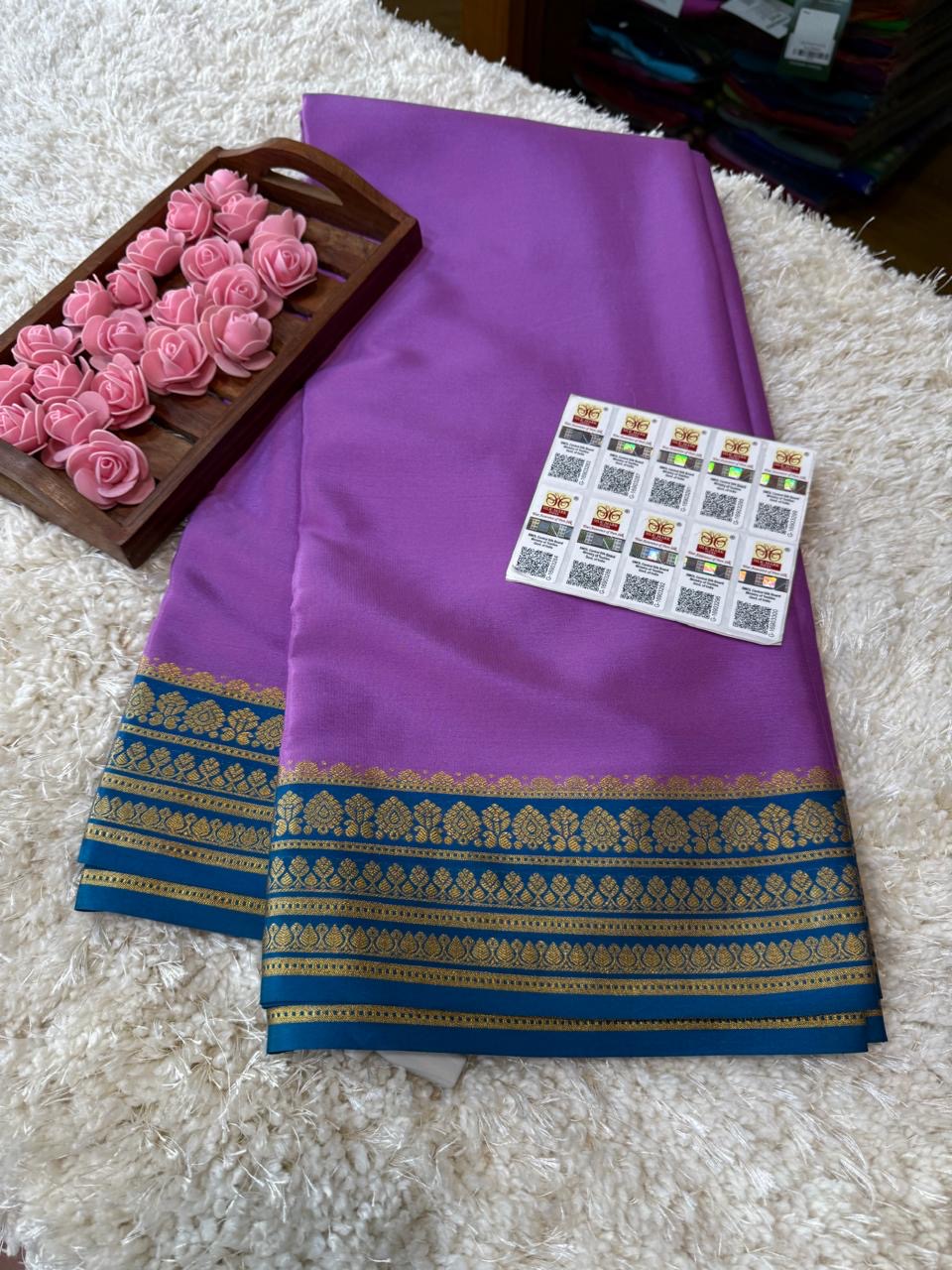 Mysore silk sarees contrast pattern