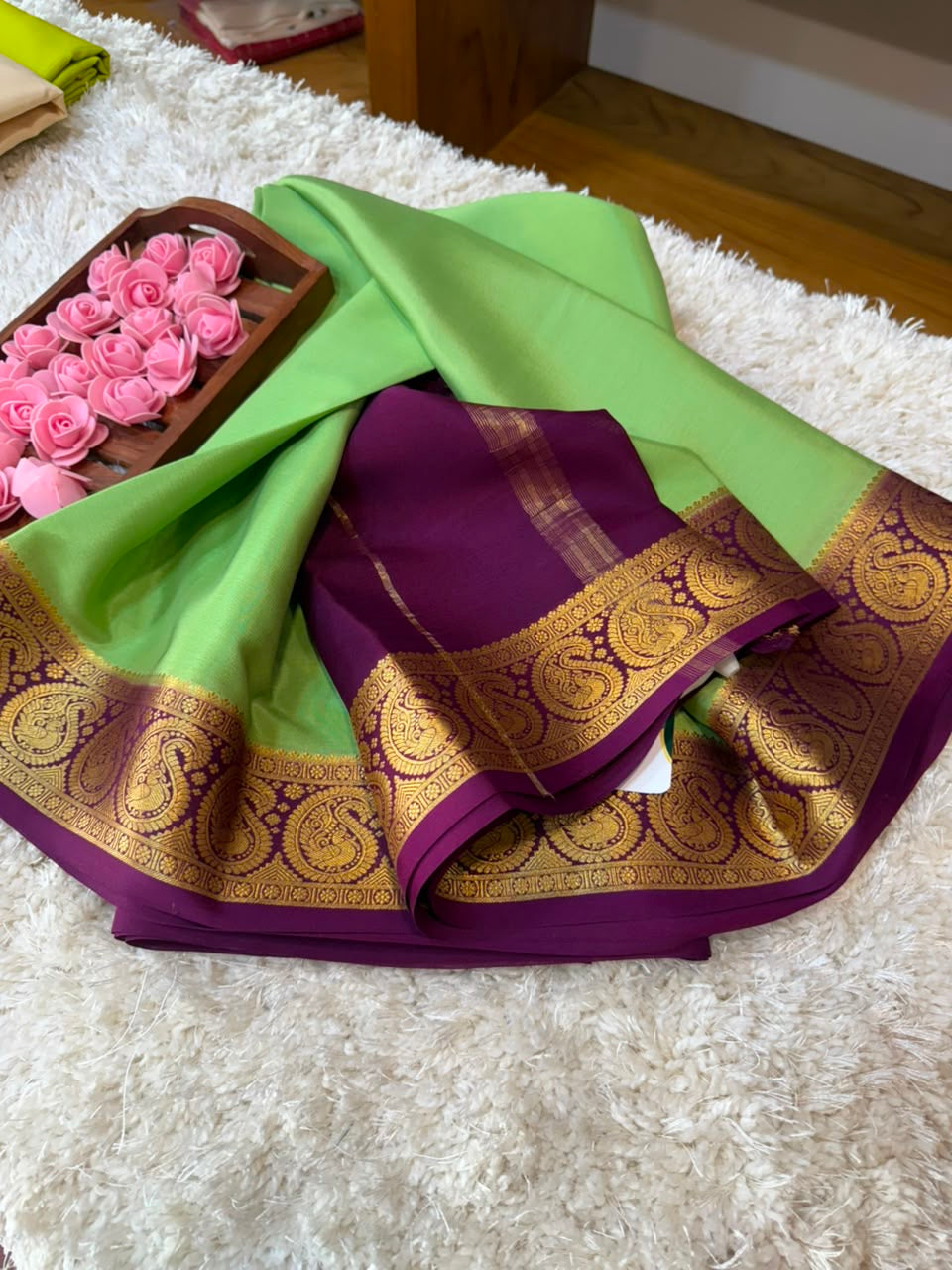 Mysore silk sarees contrast pattern