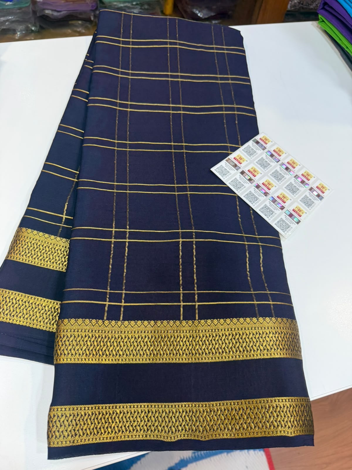 Mysore silk sarees self checks pattern