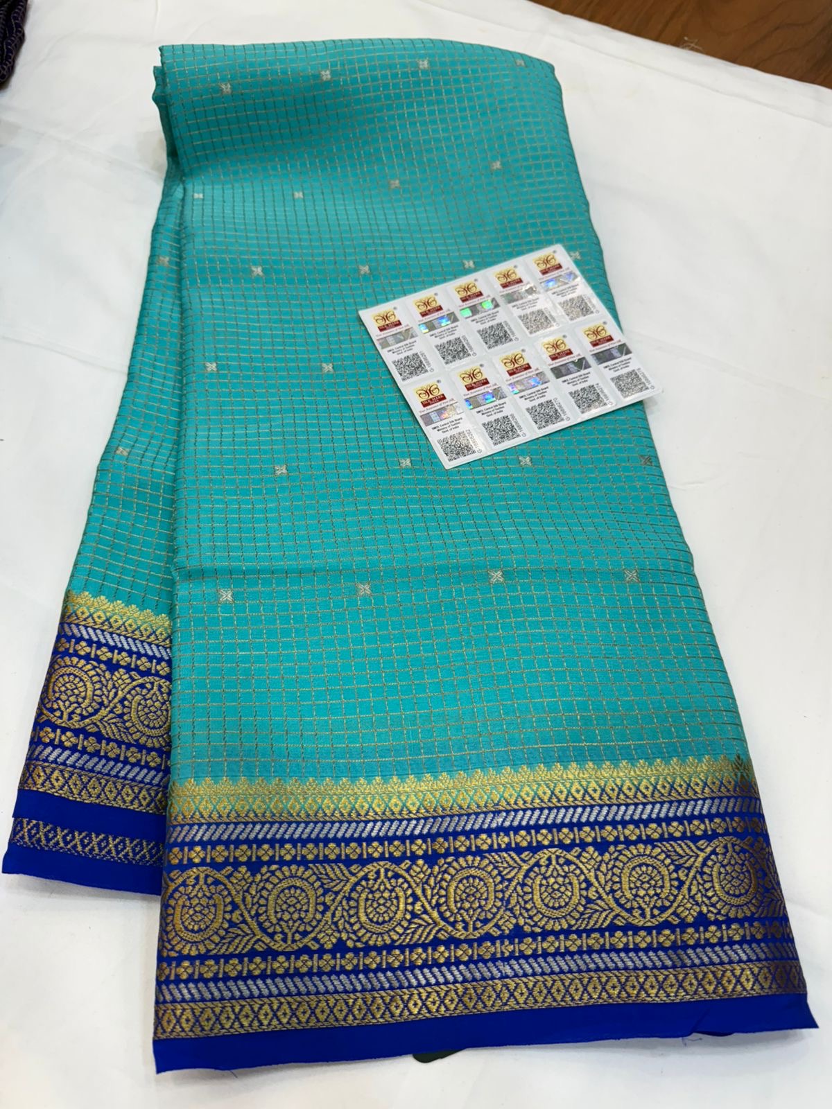 Mysore silk sarees checks pattern