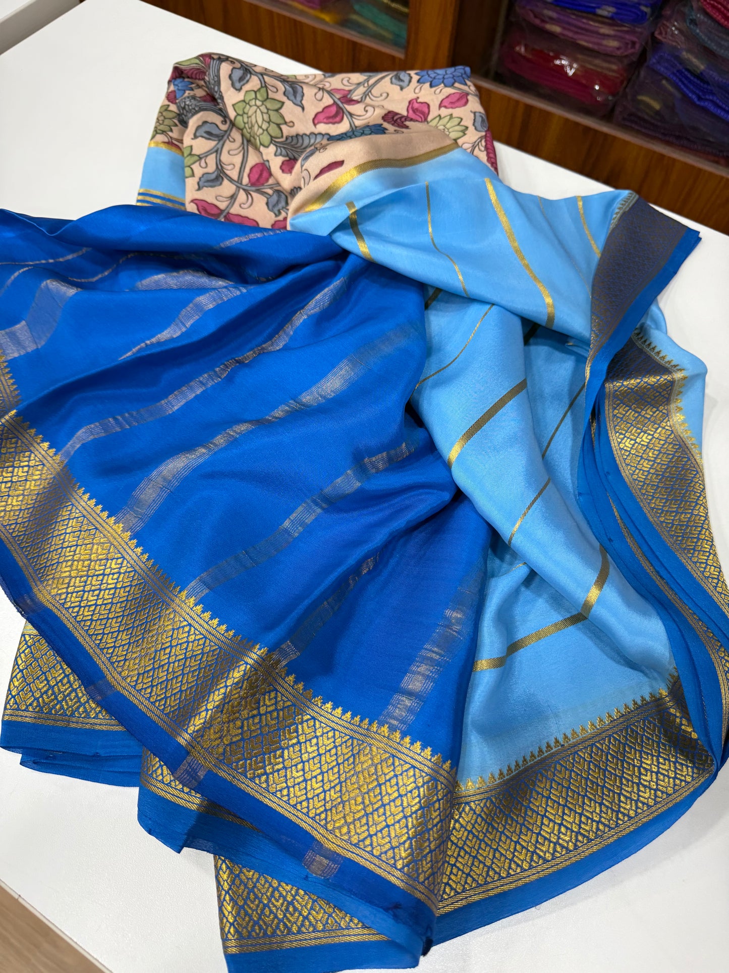 Printed Mysore silk saree