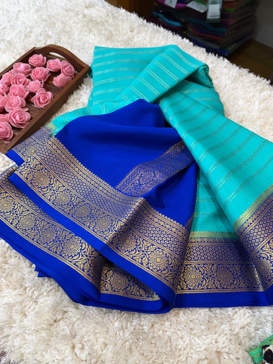 Mysore silk sarees contrast pattern