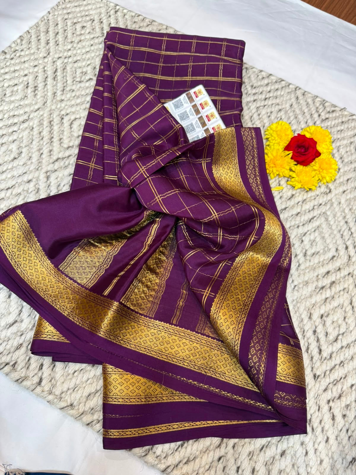 Mysore silk sarees checks pattern