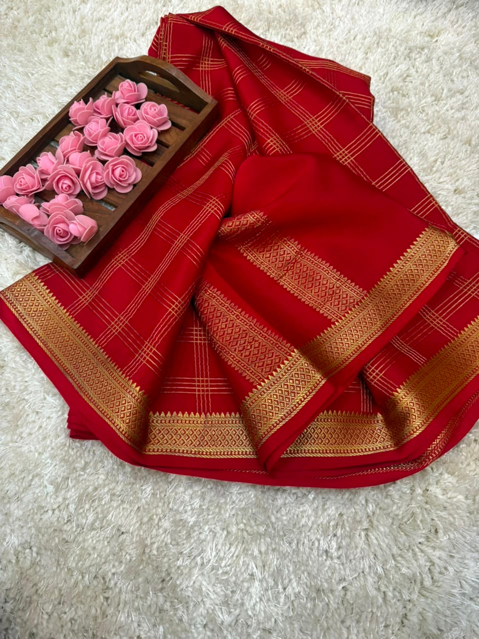 Mysore silk sarees checks pattern