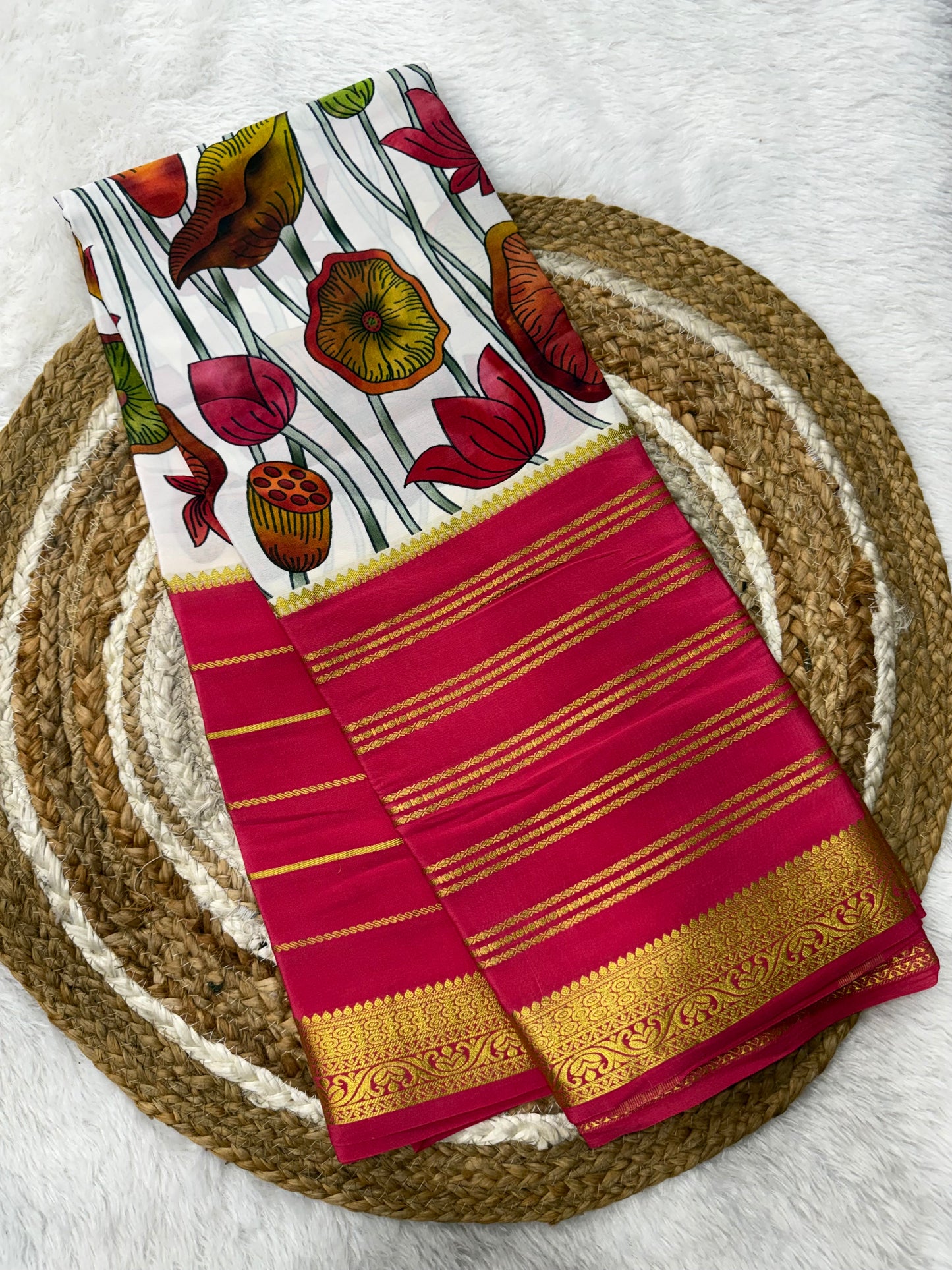 Printed Mysore silk saree