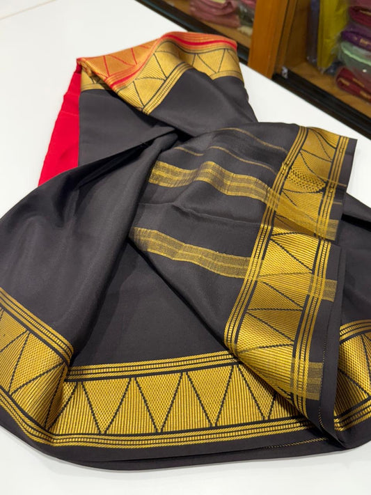 Mysore silk saree half and half pattern