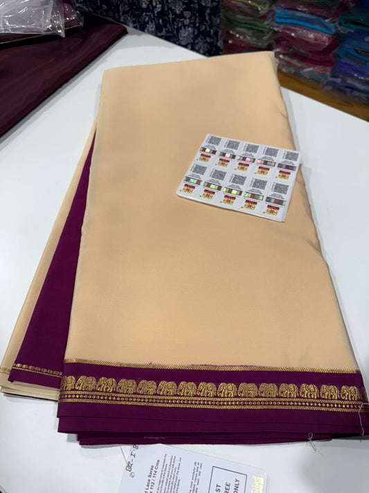 Pure Zari elephant contrast border