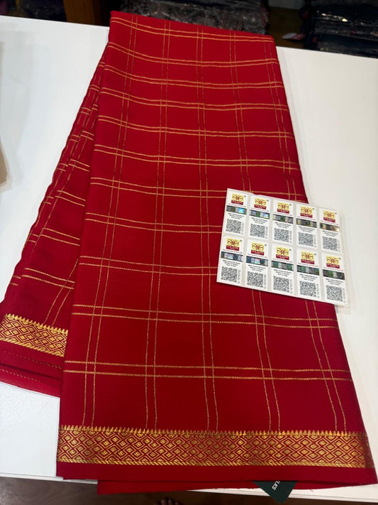 Mysore silk sarees self checks pattern