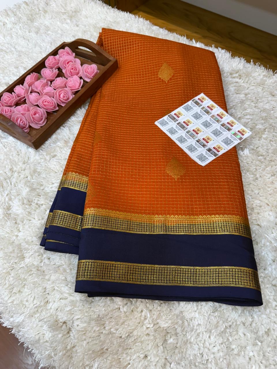 Mysore silk sarees checks pattern
