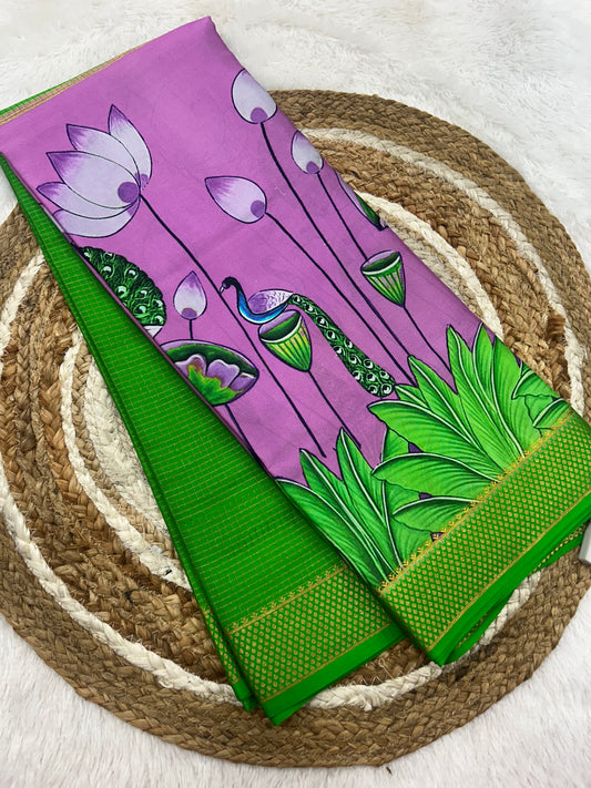 Half printed Mysore silk