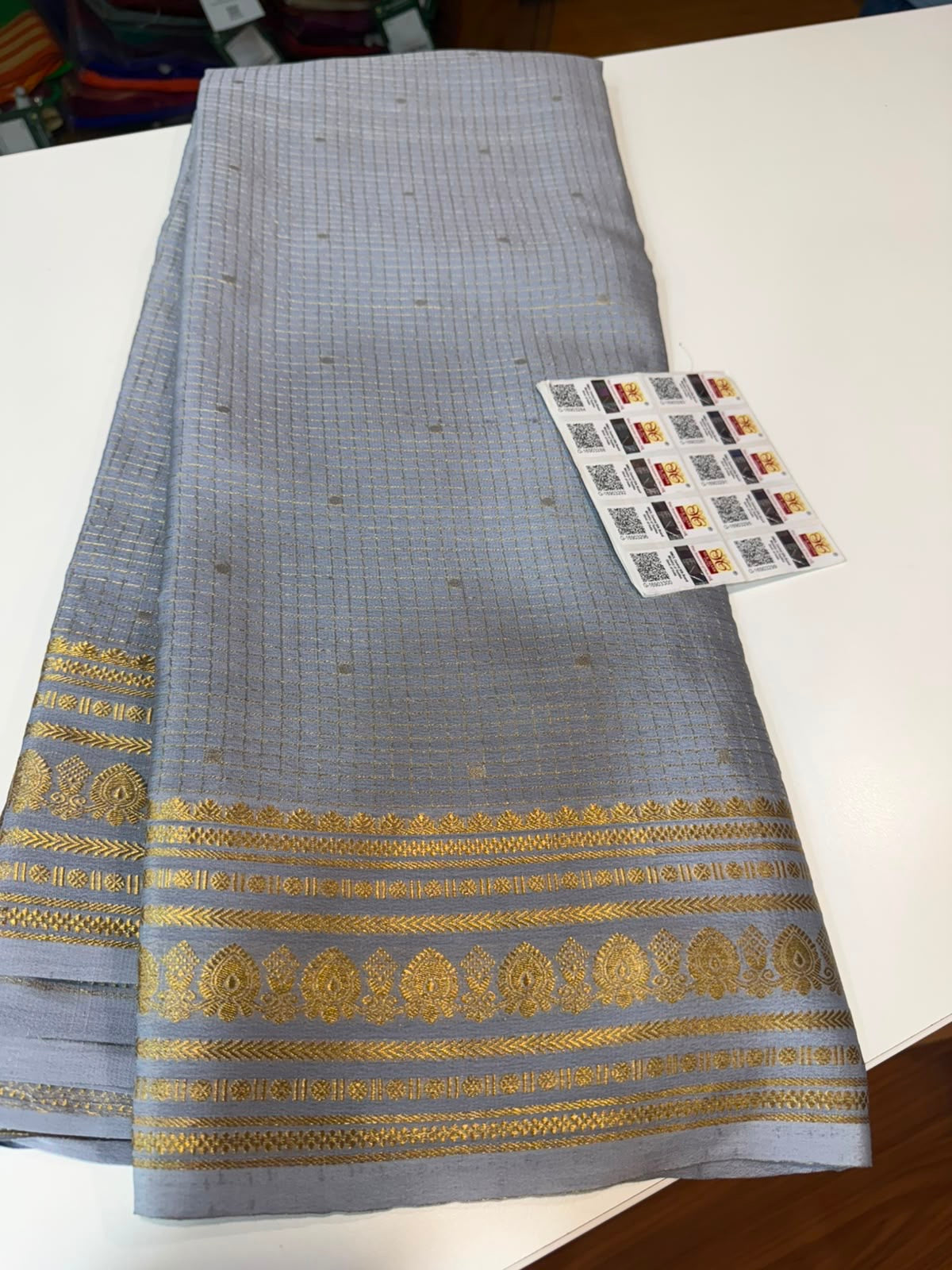 Mysore silk sarees checks pattern