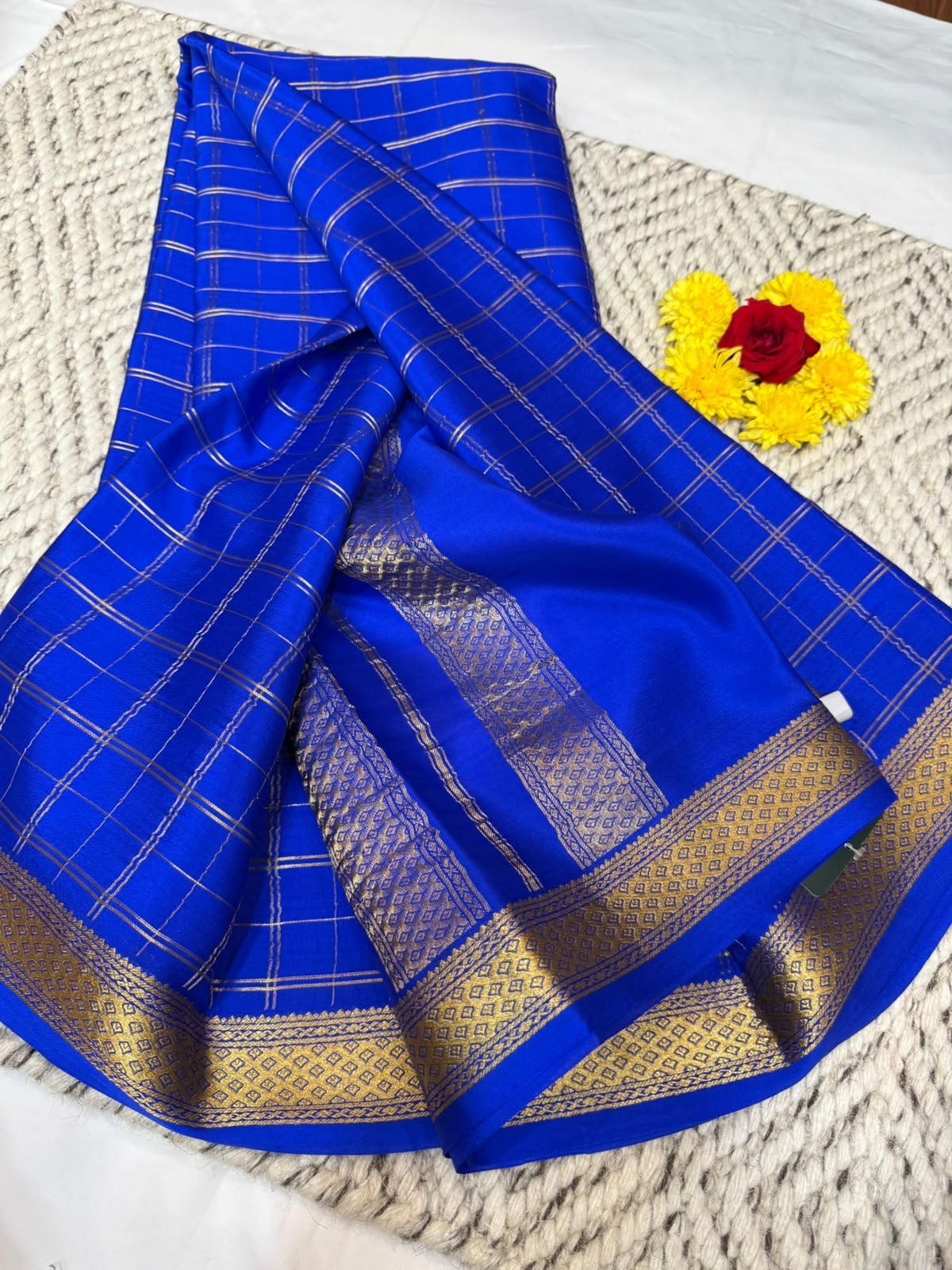 Mysore silk sarees checks pattern
