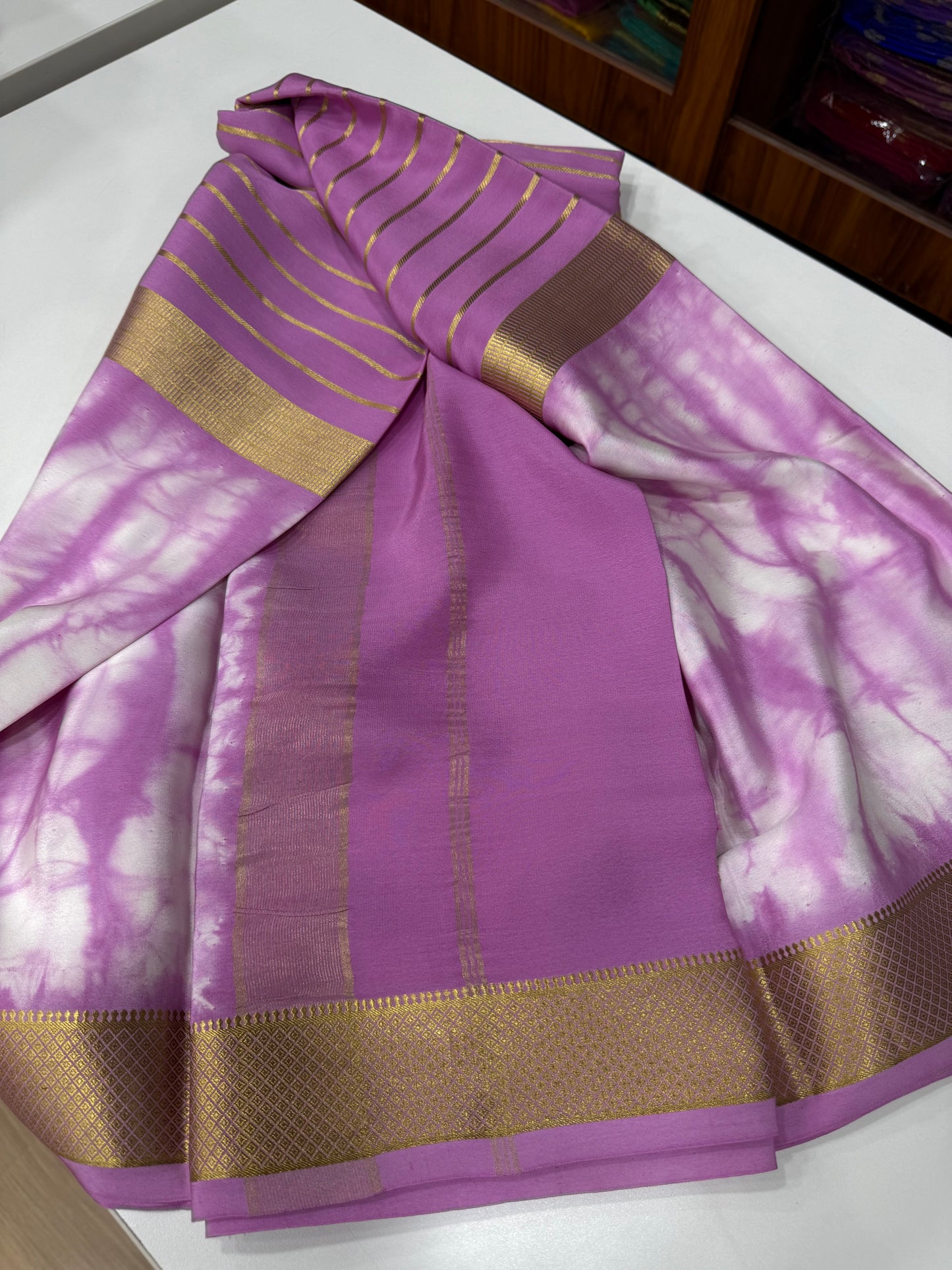 2D Shibori Pattern Mysore Silk Sarees
