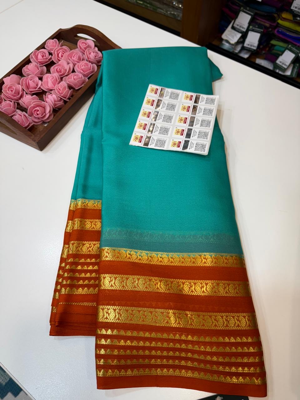 Mysore silk sarees light weight pattern