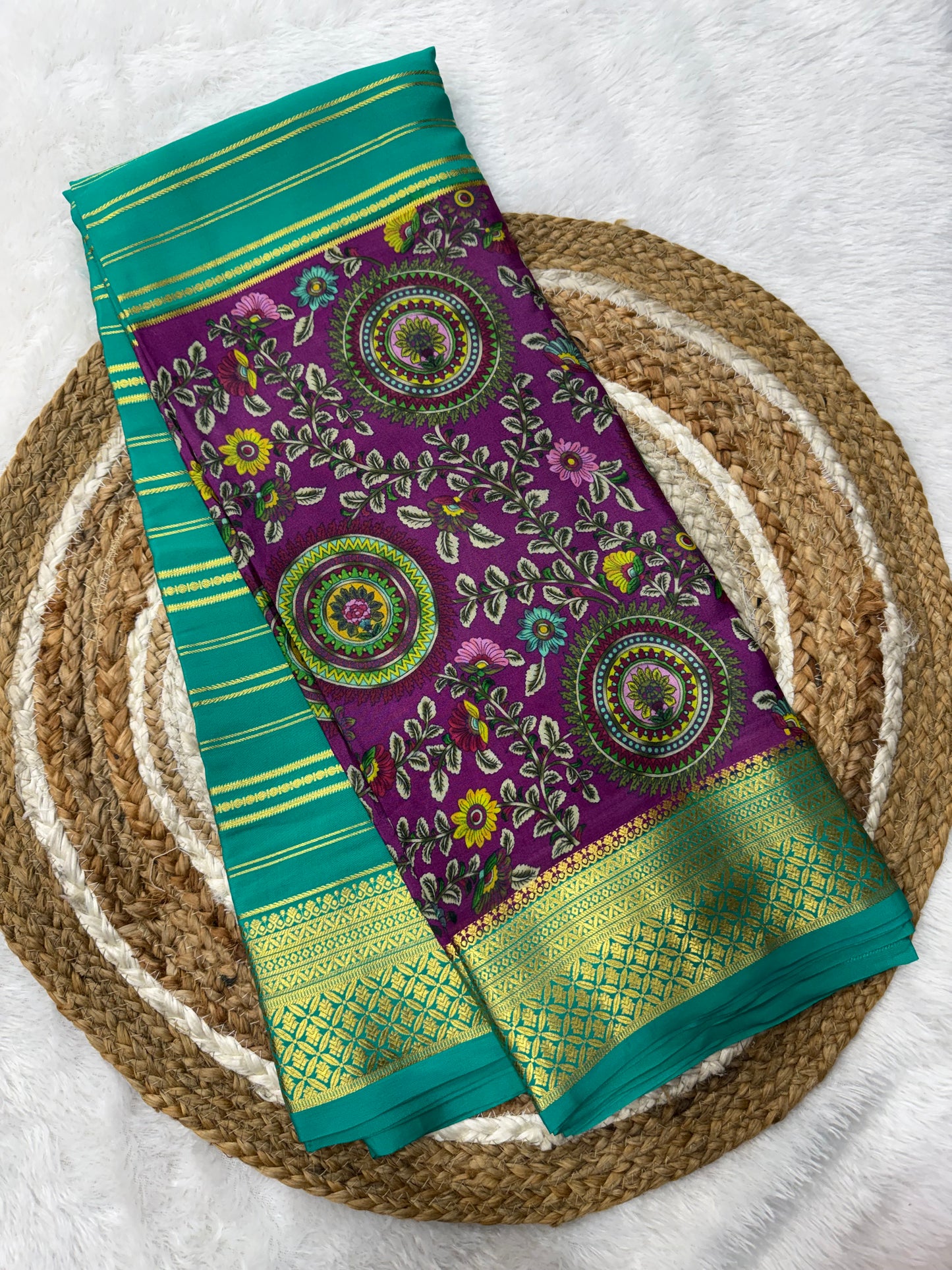 Printed Mysore silk saree