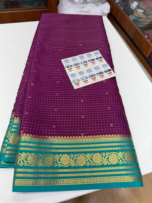 Mysore silk sarees contrast checks
