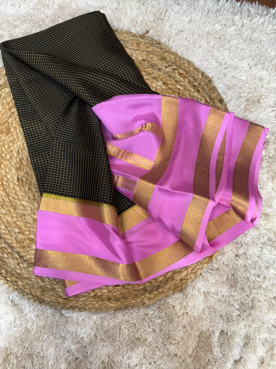 Mysore silk sarees checks pattern