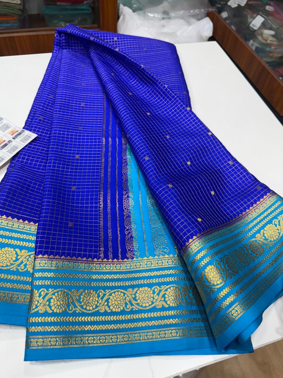 Mysore silk sarees contrast checks